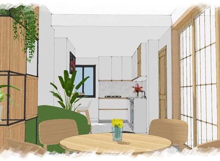 Reforma de cocina en Delicias, con puertas al estilo Shoji